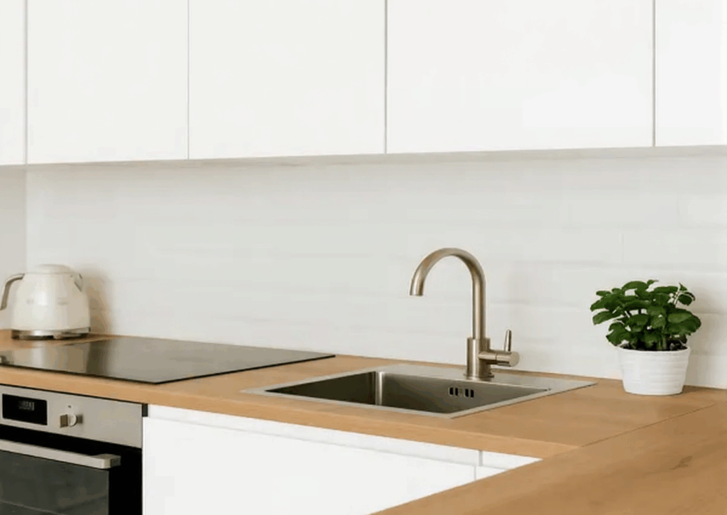 cocina blanca y madera