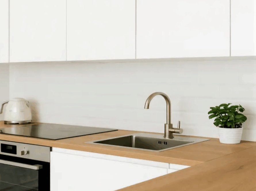 cocina blanca y madera