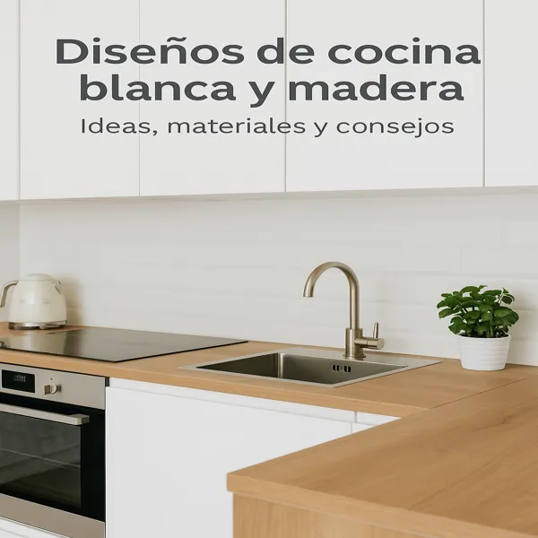 cocina blanca y madera